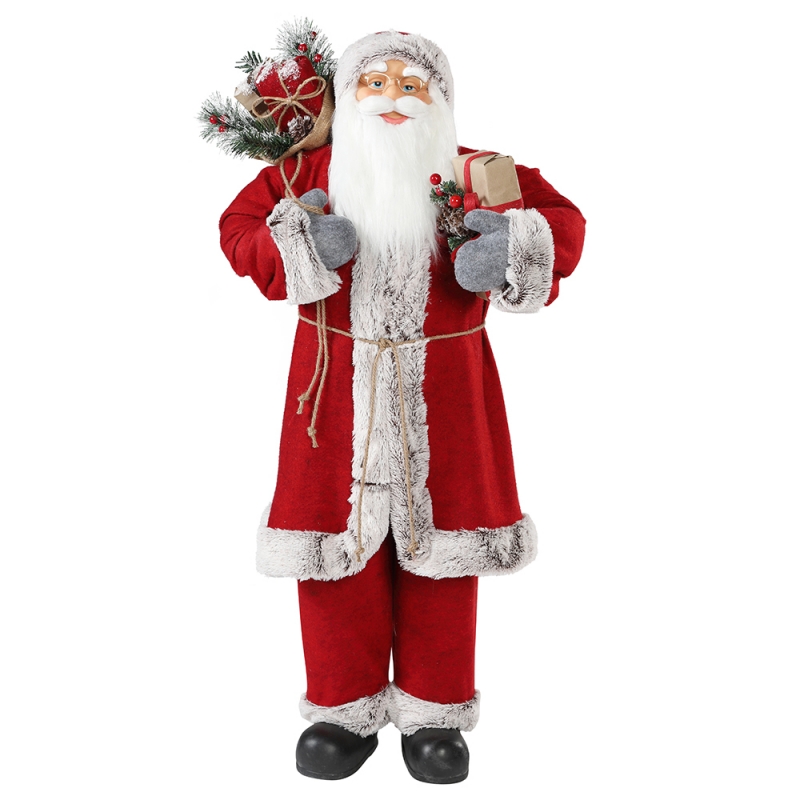 30 ~ 110 cm de pie Santa Claus con bolsa de regalo Ornamento Decoración Festival Festival Estatuilla Colección Tradicional Navidad