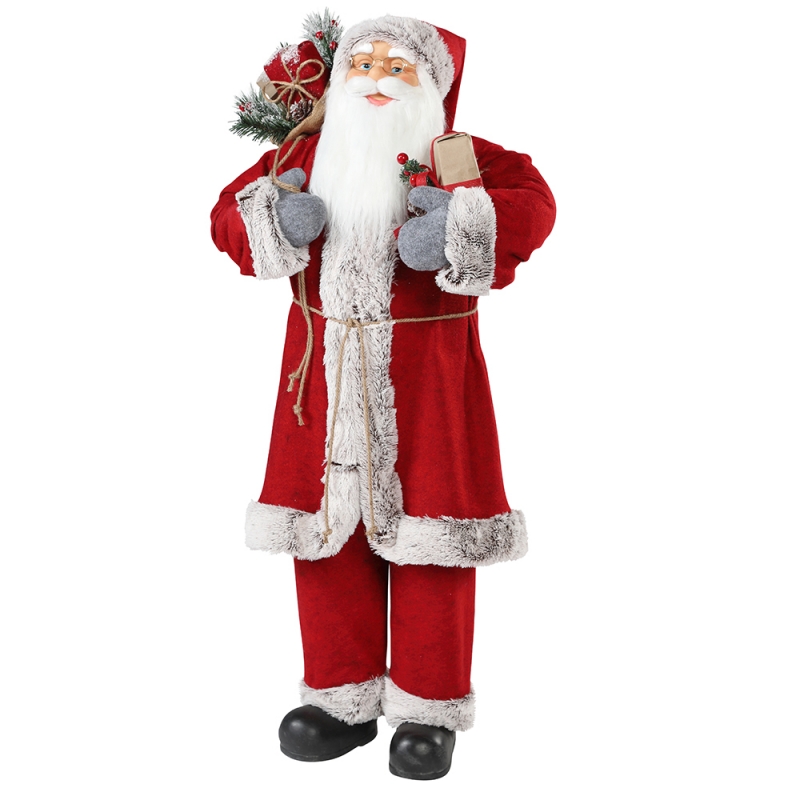 30 ~ 110 cm de pie Santa Claus con bolsa de regalo Ornamento Decoración Festival Festival Estatuilla Colección Tradicional Navidad