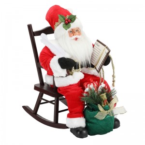 45 cm Santa Claus que se sienta en la escritura de la silla y la lectura de la decoración de la decoración de la figurilla del festival de vacaciones del festival de vacaciones