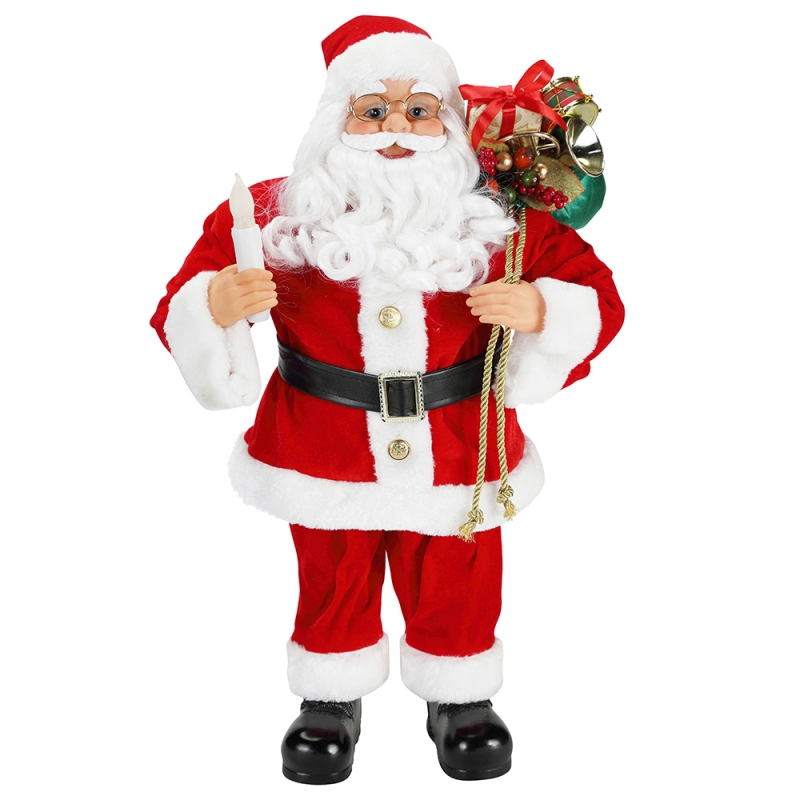 62cm de pie Santa Claus de la Navidad con la decoración del ornamento de la vela de la estatuilla de la estatuilla del festival de vacaciones del festival denavidad