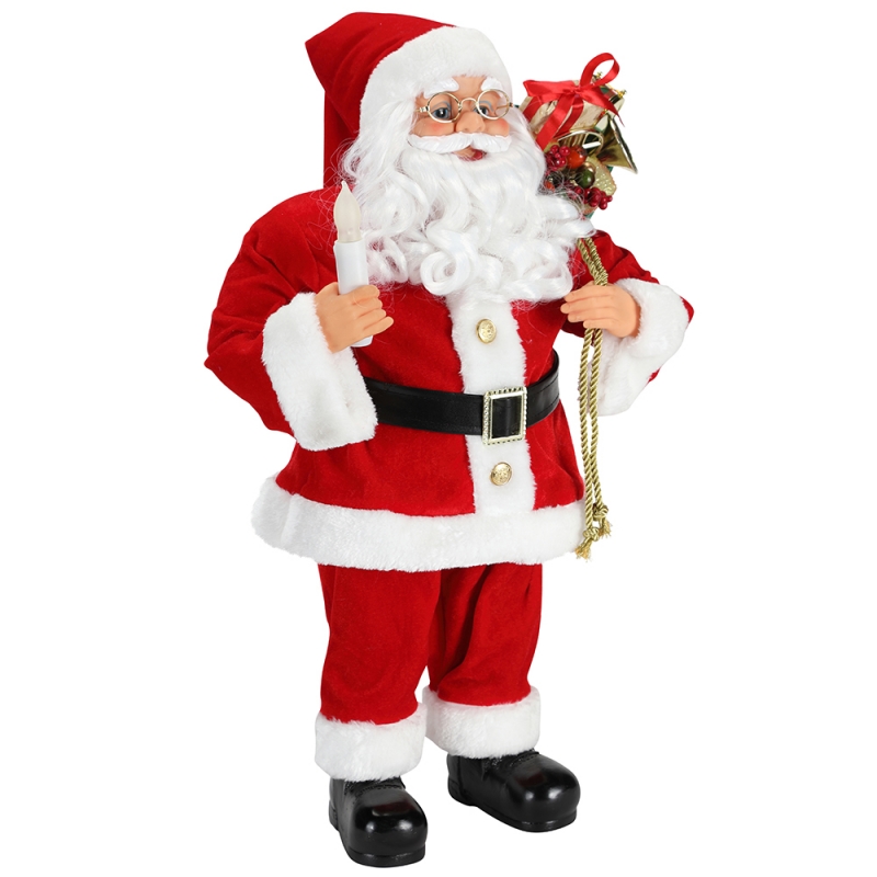 62cm de pie Santa Claus de la Navidad con la decoración del ornamento de la vela de la estatuilla de la estatuilla del festival de vacaciones del festival denavidad
