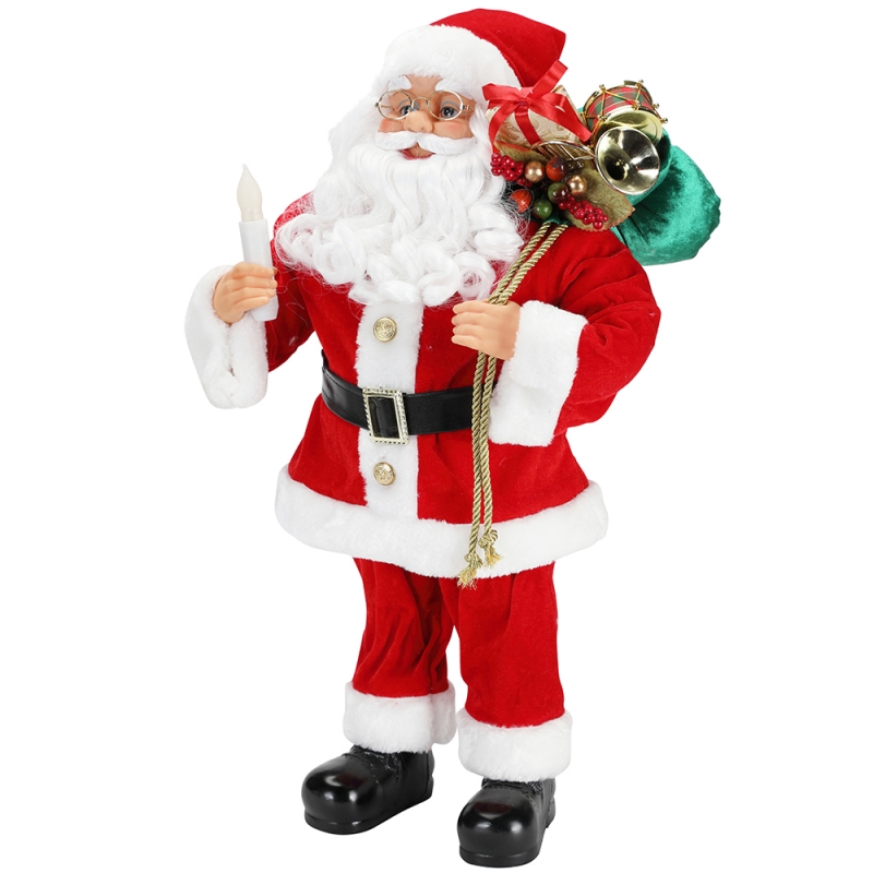 62cm de pie Santa Claus de la Navidad con la decoración del ornamento de la vela de la estatuilla de la estatuilla del festival de vacaciones del festival denavidad