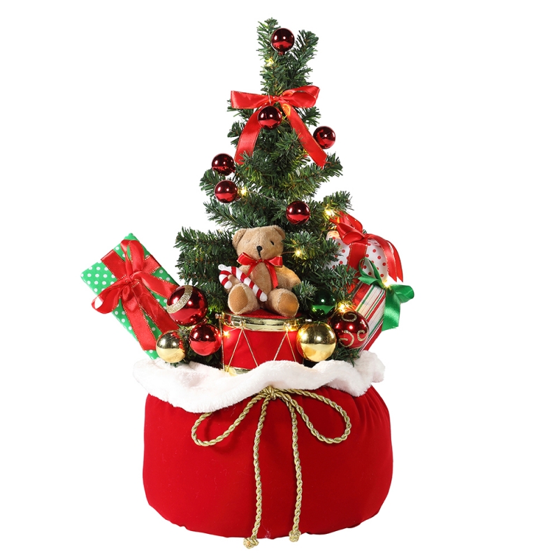 60 cm Oso de Navidad Árbol Inicio Exhibición Regalos Bolsa LED Holiday Ornamento Decoración Figurine Fiesta Colección Árbol de Navidad Luces