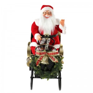 80 cm Coche de Navidad animado Santa Claus con iluminación de adornos musicales Decoración de la decoración Estatuilla Colección tradicional Navidad