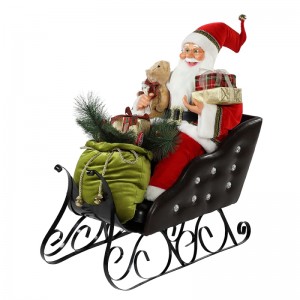 80 cm sentados Santa Claus con adornos de iluminación COLECCIÓN DE FIGURINA DE FIGURÍA DE FAÑOS
